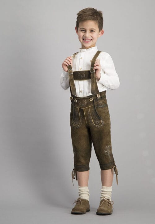 Oktoberfest Lederhose Kinder 3-tlg Set - Trachtenhose Mit Hemd Für Jungen