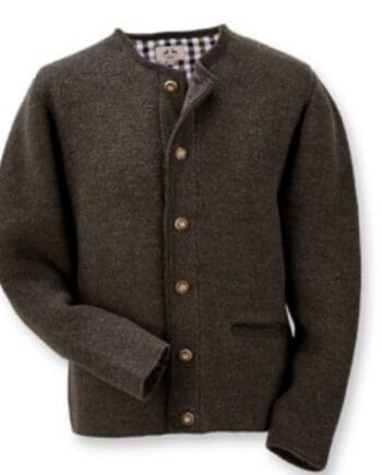 He. Strickjacke „Hausstein“ Kiesel/Braun